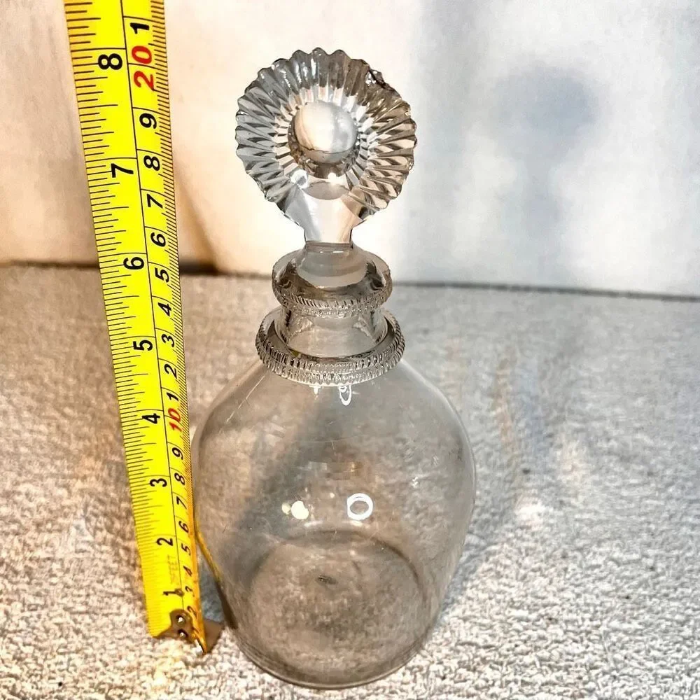 Antique Blown Glass Decanter with Applied Bands And Sunburst Stopper